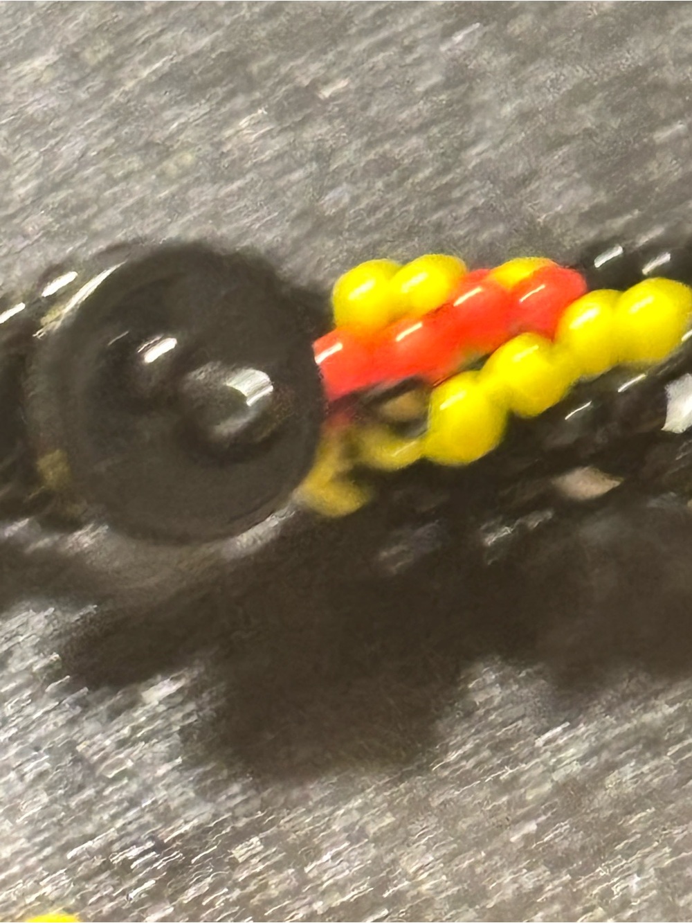 Handcrafted Orange, Yellow & Black Beaded Fringe Necklace - Picture 2 of 10